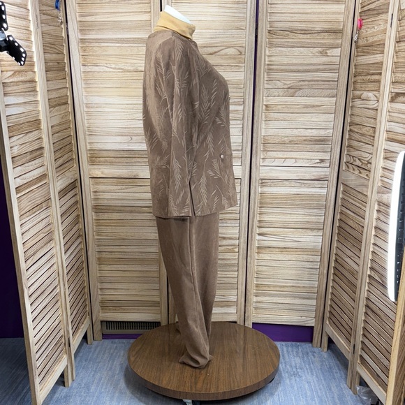 r&k originals Brown Leaf Long Sleeve Jacket Dress Pants Top Suede Feel XL - Picture 6 of 14